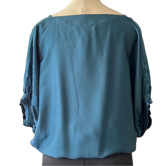 Diane von Furstenberg 'Edna' Silk Sash-Tie Blouse, Dark Teal, size 6 - Picture 14 of 16